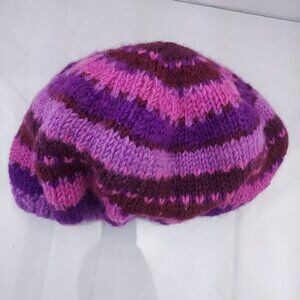 Mexicali Blues Knit In Nepal Purple Layered Net Winter Hat 100% Wool